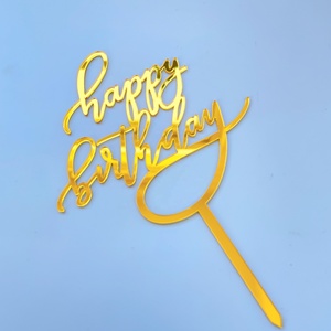 Décorations de gâteau réutilisables en acrylique doré miroir <span class=keywords><strong>Joyeux</strong></span> <span class=keywords><strong>Anniversaire</strong></span> pour fournitures de fête d'<span class=keywords><strong>anniversaire</strong></span> - Product Image 4