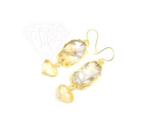Boucles d'oreilles ovales plaquées or faites à la main belle améthyste citrine quartz pierre précieuse cadeau de fête de mariage pour les femmes - Product Image 3