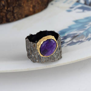 Vente en gros : Meilleures ventes – Bagues en argent sterling 925 massif de haute qualité avec pierre précieuse naturelle Sugilite de forme ovale, plaquées rhodium, troisième qualité - Product Image 3