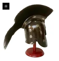Ortaçağ siyah korint kaskı ~ şövalye haçlı yunan zırh kask