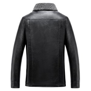 แจ็กเก็ตหนังกันลมแนววินเทจสำหรับผู้ชาย,แจ็กเก็ตหนังแนวพังก์บุขนสัตว์ให้ความอบอุ่นสำหรับมอเตอร์ไซค์คลาสสิกฤดูหนาว - Product Image 5
