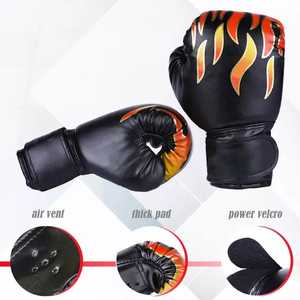 Guantes de boxeo Diseño de llama Logotipo personalizado Guantes de entrenamiento rojos y negros Guantes de boxeo de lucha profesional Cuero de vaca cuero pu - Product Image 4