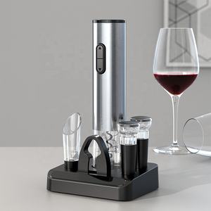 Juego de abridor de vino eléctrico de acero inoxidable, <span class=keywords><strong>sacacorchos</strong></span> automático, juego de regalo con cortador de papel de aluminio, tapón de vino al vacío - Product Image 2