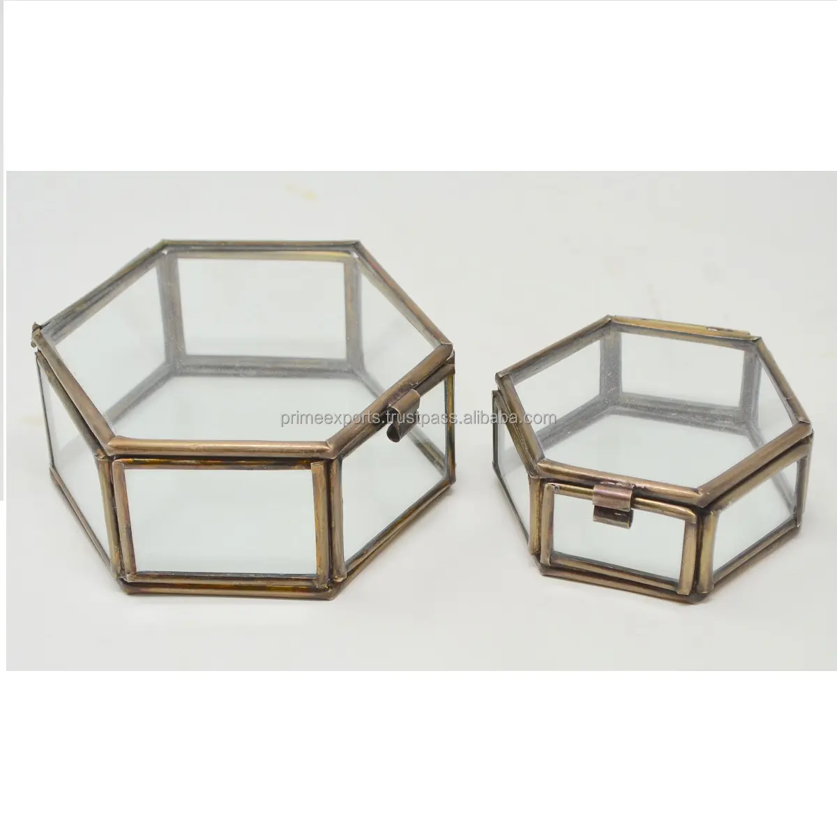 Glass diamond shaped design brass or gold decorative jewelry boxes for home decor brass serving glass trays