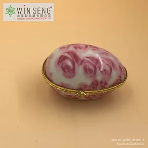 Kotak Perhiasan Telur Mawar Merah Porselen Klasik, Kotak Perhiasan Kecil Keramik Kerajinan & Hadiah Pabrikan