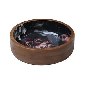Bol à salade en bois de manguier avec fleur Meena Design nouveau bol à soupe de qualité supérieure bol de service en bois classique élégant et fantaisie - Product Image 5