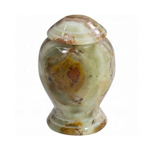 Urne funéraire élégante en marbre d'onyx naturel vert veiné d'ambre fabriquée à la main urne décorative de qualité supérieure personnalisée - Product Image 2