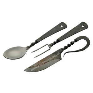 <b>Vintage</b> Rustic Look Stainless Steel Twisted Leaf End Handle <b>Cutlery</b> <b>Set</b> and Flatware - Product Image 6