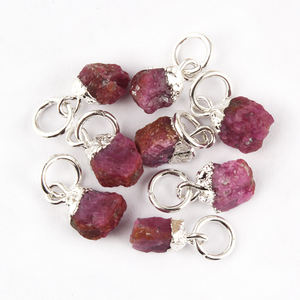 Conector de fabricación de rubí natural, 8x10mm, galvanoplastia de latón y plata, conectores colgantes de una sola bola, proveedores - Product Image 2