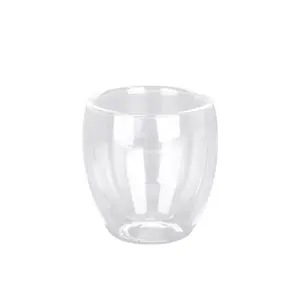 Số Lượng Công Nghệ Thủ Công Đôi Tường Cách Nhiệt Borosilicate Cà Phê Trong Suốt Cốc Thủy Tinh Tròn