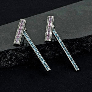 New Design Fashionable Designer Multi <b>Sapphire</b> Blue Topaz Gemstones 925 Sterling Silver Dangle <b>Earrings</b> - Product Image 4