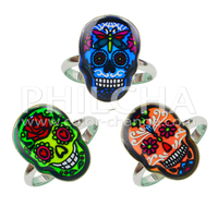 Nouvelle bague d'humeur unisexe en alliage de zinc, style crâne changeant de couleur, avec monture sertie, taille ajustable, coffret complet, cadeau de fête Philcha