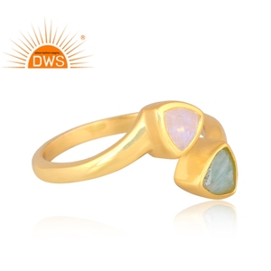 925 Sterling Silver Natural Amazonite And Rainbow <b>Moon</b> <b>Stone</b> Gemstone Adjustable <b>Ring</b> Jewelry For Women Gift For Her - Product Image 3