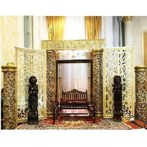 Decoración de escenario de boda de estilo indio, decoración de escenario de boda, accesorios de fibra, Marco tallado de fibra dorada - Product Image 1