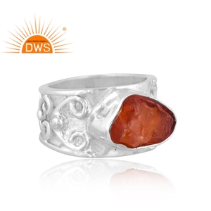 Newly Arrival Fine Sterling Silver Stackable <b>Ring</b> Raw Carnelian Healing <b>Crystal</b> Gemstone <b>Ring</b> Jewelry Manufacturer - Product Image 4