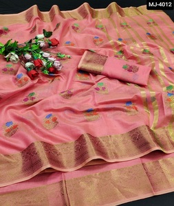 הודי אתני ללבוש סארי עבור נשים כותנה משי Banarasi משי סארי לחתונה ללבוש מעצב סארי אוסף עבור מזדמן פונקציה - Product Image 1