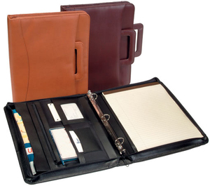 Black faux leather 3 ring zipper binder organizer handles many section