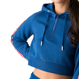Sudaderas cortas con cremallera personalizadas para mujer OEM, 100% algodón, sudaderas económicas - Product Image 3