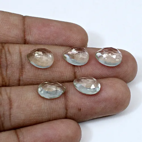 Natural Green Amethyst 10.60 Cts Pear Rose Cut 10x7mm 5 Pcs Wholesale Lot