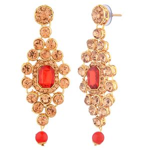 Fabricantes de joyería india para mujer, Gargantilla nupcial con diamantes de imitación de cristal, conjunto de joyería india, joyería roja - Product Image 5