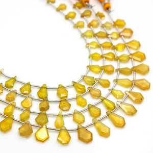 Saphir jaune naturel à facettes forme fantaisie pierre saphir 7 pouces perles - Product Image 1