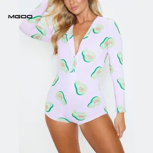 MGOO Women Long Sleeve Onesie Custom Print Adult Onesie Sexy Romper For Women Polyester Pajamas