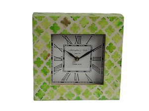 Venta caliente hecho a mano hueso verde incrustaciones reloj de mesa motivo de cuarzo precio al por mayor hermoso mosaico elemento decorativo - Product Image 2