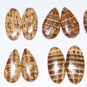 พลอย Aragonite Cabochon คู่แบบธรรมชาติ,พลอยฟรีไซส์สำหรับทำเครื่องประดับ DIY - Product Image 1