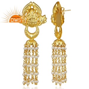 Pendientes colgantes de cuentas de perlas naturales, pendientes de araña de moda de Latón chapado en oro tradicional, fabricante de joyería - Product Image 2