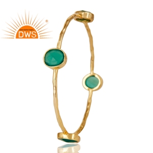 Brazalete de piedras preciosas de ónix verde para mujer, joyería de plata de ley 925, chapado en oro de 18k, joyería de plata al por mayor - Product Image 2