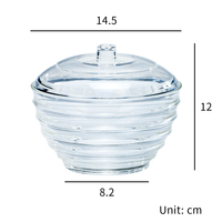 Bol de service rond et transparent en plastique gaufré, fabriqué à taïwan, 750 ml, avec couvercles