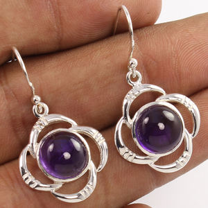 <b>Top</b> Selling Natural Deep Purple Amethyst Round Cut Gemstone Faceted Dangle Made From 925 Sterling <b>Silver</b> Jewelry For <b>Women</b> - Product Image 2