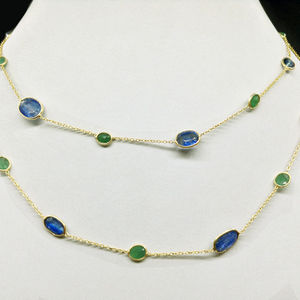 Todos los días ropa de plata esterlina 925 chapado en oro ligero Esmeralda MOQ bajo proveedor de piedras preciosas cadena de moda collares - Product Image 1