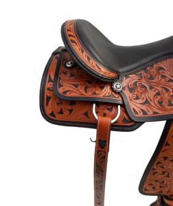 Sillín de caballo de cuero occidental de estilo inglés hecho a mano, cómodo juego de carreras de barril para montar en sendero, cuero genuino duradero - Product Image 3