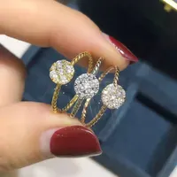 Vrouwen Diamanten Ring Sieraden 18K Pure White Gold Real Diamond Ring Touw Twist Band Rose Gold Wedding Ring