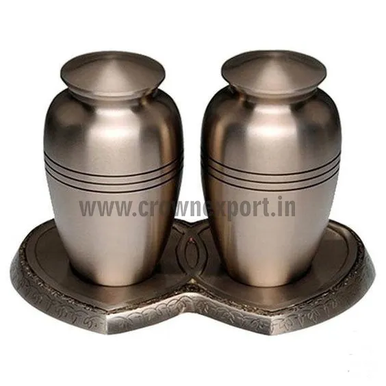 adult companion cremation urns brass with heart tray silver color couple companion urns for funeral supplies ashes at best price