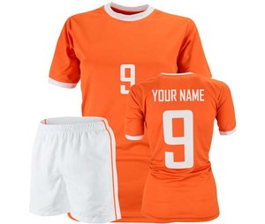 Ropa deportiva, ropa de entrenamiento, camiseta de fútbol naranja para mujer, conjunto de pantalones cortos, camiseta de fútbol de tendencia, ropa de fútbol, uniforme de fútbol - Product Image 1