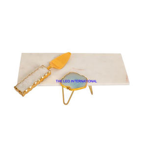 Plateau en marbre blanc Plateau de service en forme de rectangle Style fantaisie fait à la main Vente chaude Plateau décoratif de la plus haute qualité - Product Image 1