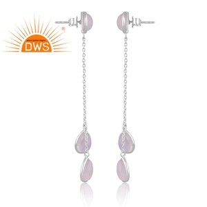 Boucle d'oreille en argent sterling fin pour femmes, design fait main, pierre naturelle arc-en-ciel, lune, fabricant de bijoux - Product Image 3
