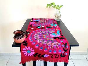 Chemin de Table avec ourlet à franges brodé, en coton, 1 pièce, décoration de mariage, style indien, tendance - Product Image 2