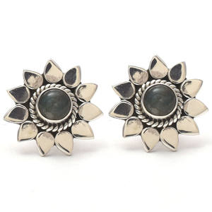 Boucles d'oreilles en pierre précieuse Labradorite naturelle en argent sterling 925 lunette faite à la main pour mariage fiançailles cadeau de fête des mères pour les femmes - Product Image 1