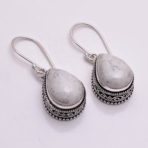 Pendientes de gota de plata maciza 925, joyería de piedras preciosas de Coral a la moda con chapado en plata - Product Image 5