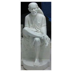 ที่มีคุณภาพสูงหินอ่อนที่ทำด้วยมือ Sai Baba Murti นั่งอยู่บนบัลลังก์ - Product Image 1