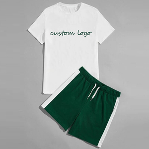 ชุดเสื้อวอร์มแขนสั้นสำหรับผู้ชาย,ชุดเสื้อและกางเกงสำหรับผู้ชายแบบสั่งตัดทำจากผ้าฝ้าย2ชิ้นปี2022 - Product Image 5