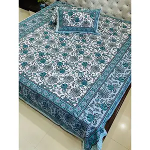 Ga Trải Giường Hand Block In Ấn Độ Bán Buôn Cotton Bed Size Bed Cover Set Handmade Bộ Đồ Giường Jaipuri Ga Trải Giường