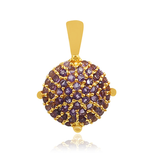 High quality gold plated 925 sterling silver <b>citrine</b> natural gemstone hip hop pendant necklace - Product Image 5