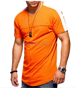 Ropa personalizada de algodón 100% para hombre, Camiseta estampada ajustada con cuello redondo, pantalones curvos, camiseta informal de manga corta con logotipo bordado para gimnasio - Product Image 5