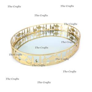 Metal And Mirror Gold Color <b>Ramadan</b> Tray Rectangular Shape Snacks <b>Chocolate</b> Tray At Affordable Prices - Product Image 3