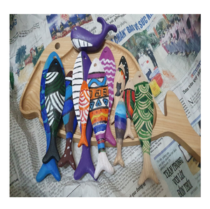 สไตล์วินเทจสำหรับ Decor บ้าน/ร้านกาแฟ/โฮมสเตย์/ร้านอาหารโดยเวียดนามไม้ที่มีสีสันปลา - Product Image 3