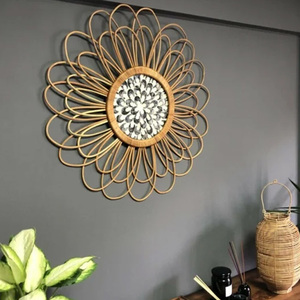 ของตกแต่งผนังโมเสกหวายหวาย,ดอกไม้ทอมือแบบแขวนผนังพร้อมมุก - Product Image 2